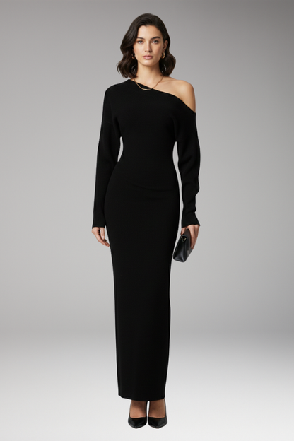Women's Off Shoulder Knit Dress Fitted
