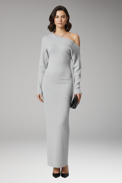 Women's Off Shoulder Knit Dress Fitted