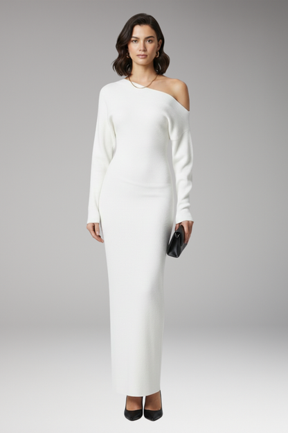 Women's Off Shoulder Knit Dress Fitted