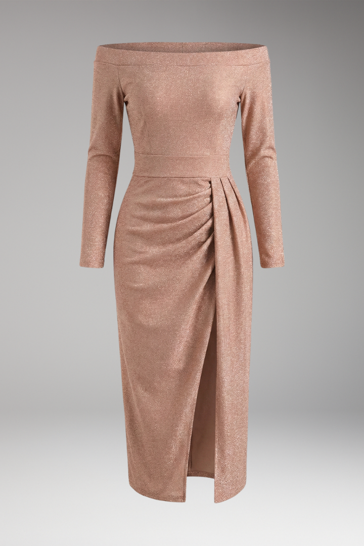 Women's Off Shoulder Long Sleeve Dress - VibreMode