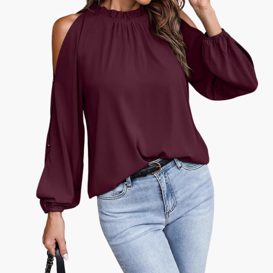 Women's Off Shoulder Puff Sleeve Blouse Loose Fit