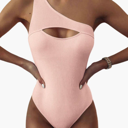 Women's One Shoulder Swimsuit Solid Color