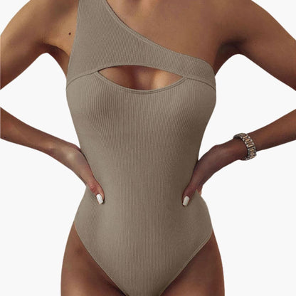 Women's One Shoulder Swimsuit Solid Color