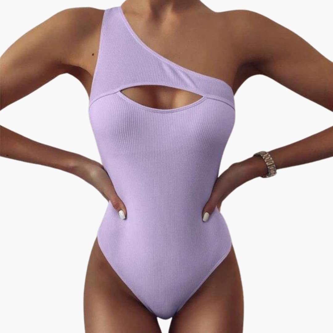 Women's One Shoulder Swimsuit Solid Color