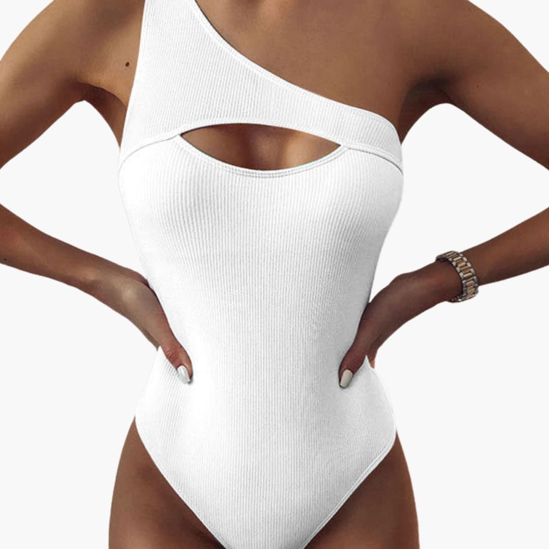 Women's One Shoulder Swimsuit Solid Color - VibreMode