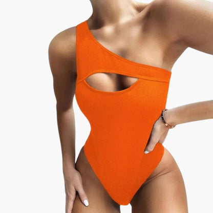Women's One Shoulder Swimsuit Solid Color