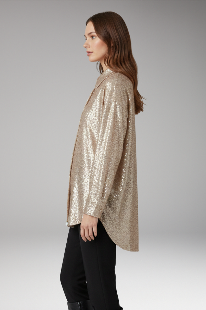 Women's Sequined Blouse Oversized Structured Cut
