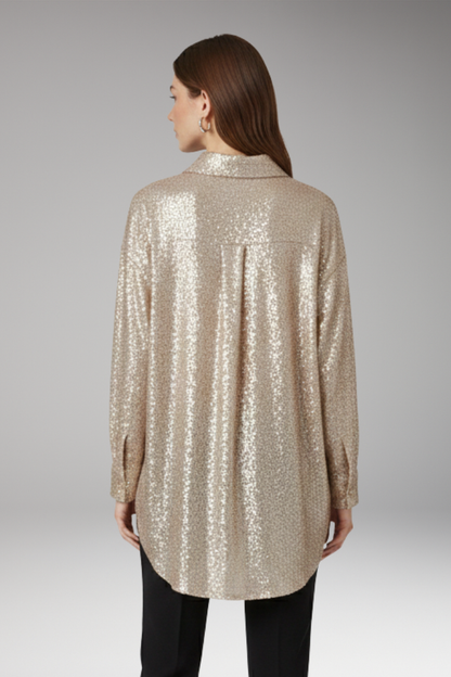 Women's Sequined Blouse Oversized Structured Cut