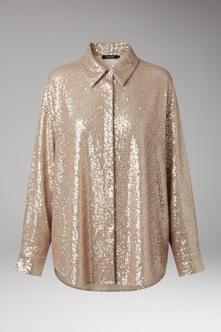 Women's Sequined Blouse Oversized Structured Cut - VibreMode