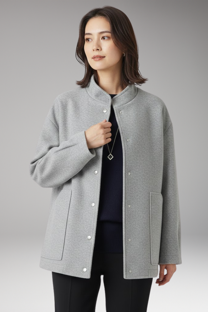 Women's Oversized Bomber Jacket Snap Button Closure