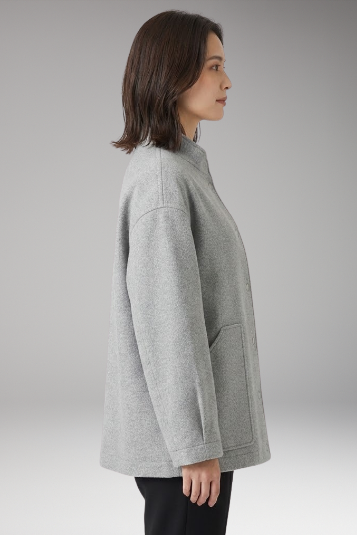 Women's Oversized Bomber Jacket Snap Button Closure
