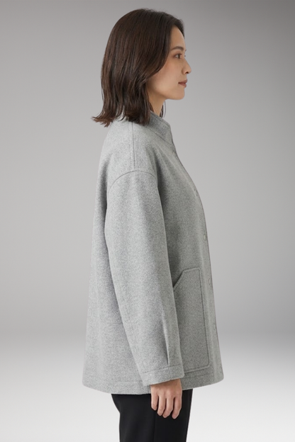 Women's Oversized Bomber Jacket Snap Button Closure