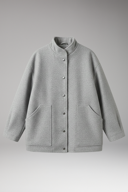 Women's Oversized Bomber Jacket Snap Button Closure - VibreMode