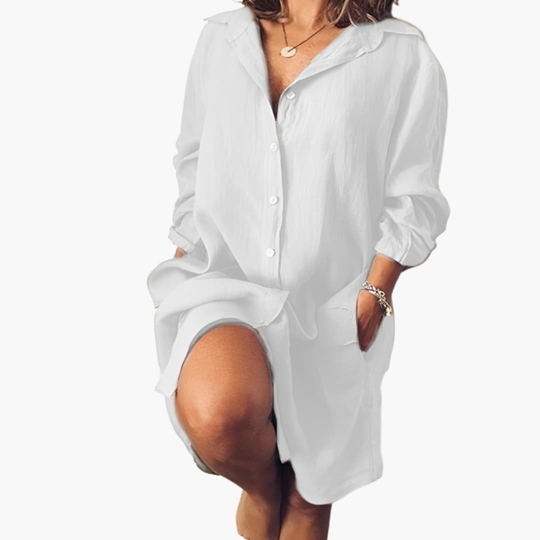 Women's Long Sleeve Button-Up Shirt - VibreMode