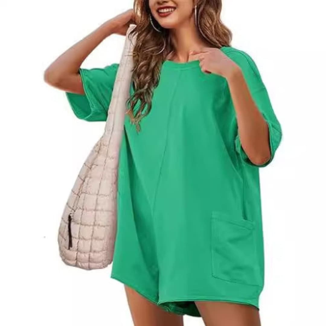 Women's Short Sleeve T-Shirt Dress Mini Crew Neck Pocket