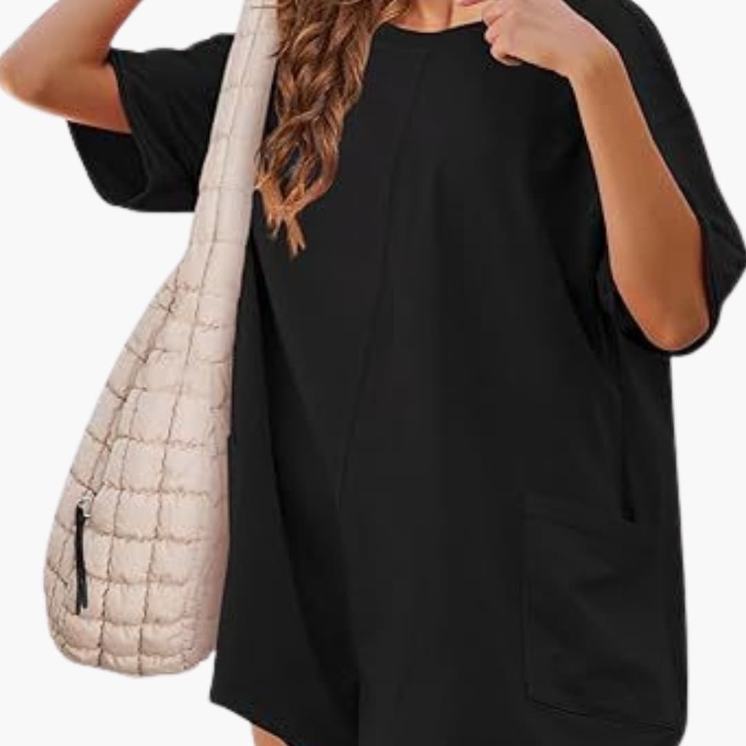 Women's Short Sleeve T-Shirt Dress Mini Crew Neck Pocket