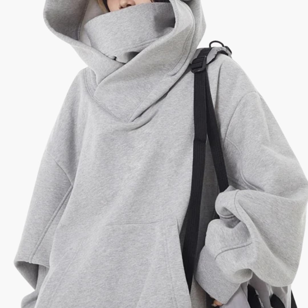 Women's Oversized High-Neck Hoodie With Front Pocket - VibreMode