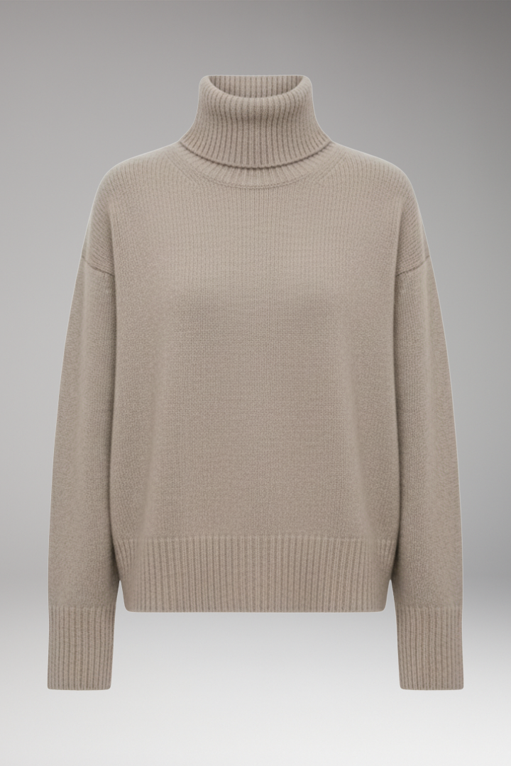 Women's Oversized High Neck Sweater Ribbed Finish - VibreMode