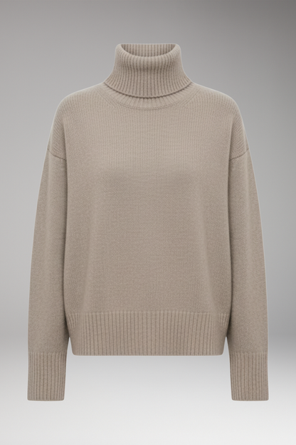 Women's Oversized High Neck Sweater Ribbed Finish - VibreMode