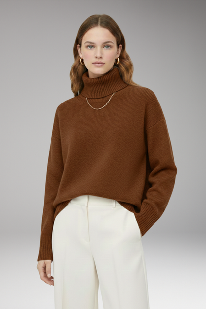 Women's Oversized High Neck Sweater Ribbed Finish