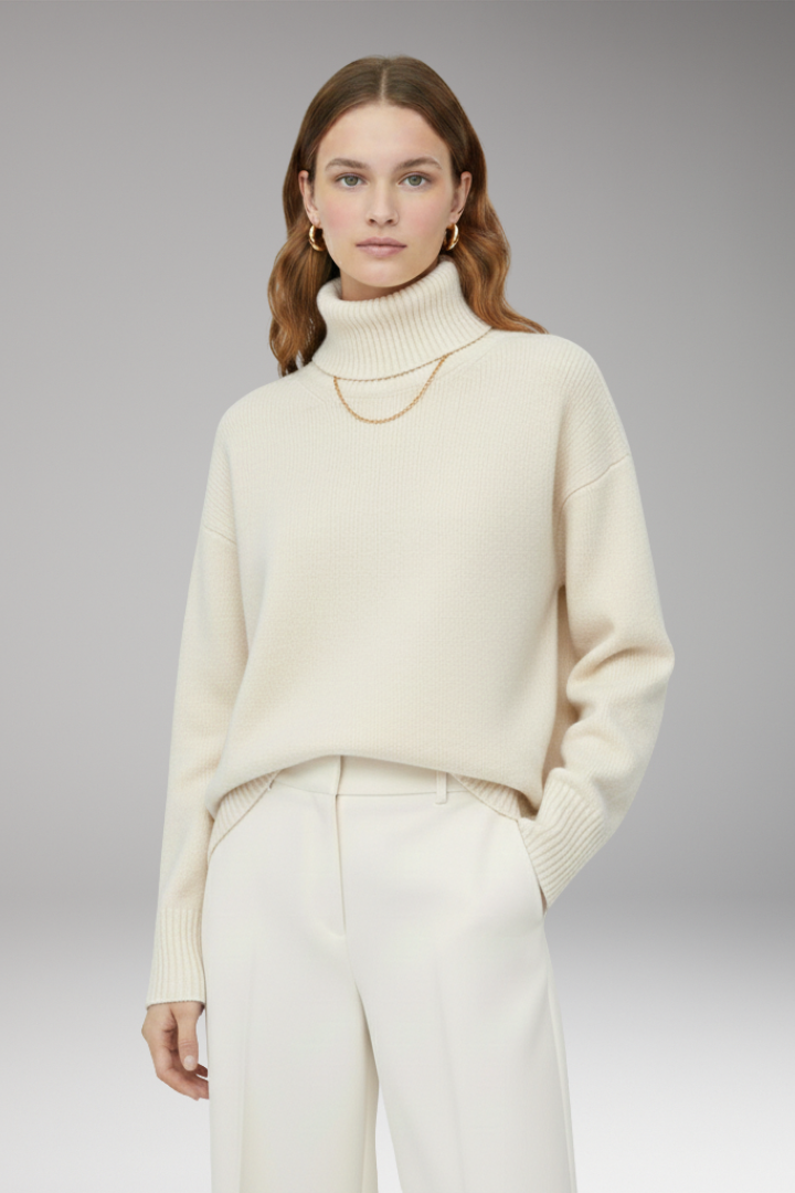 Women's Oversized High Neck Sweater Ribbed Finish