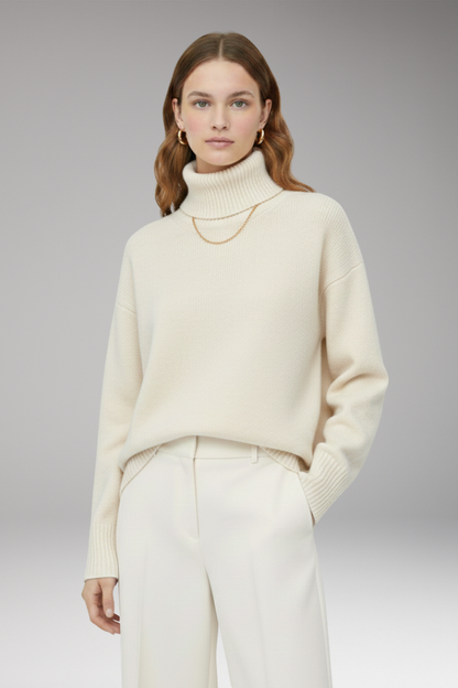 Women's Oversized High Neck Sweater Ribbed Finish