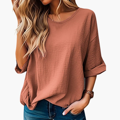 Women's Short Sleeve Crew Neck T-Shirt Textured Oversized