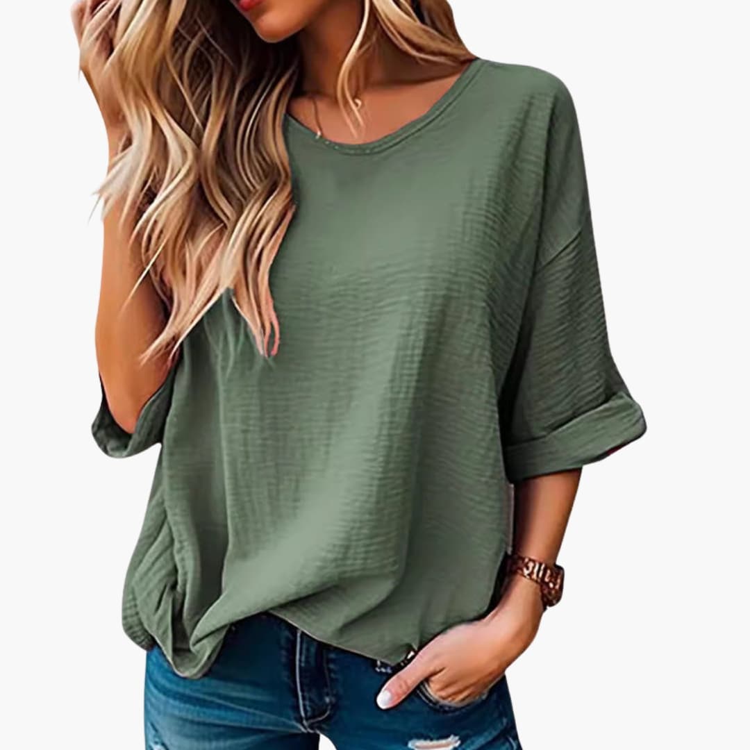 Women's Short Sleeve Crew Neck T-Shirt Textured Oversized