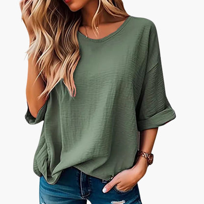 Women's Short Sleeve Crew Neck T-Shirt Textured Oversized