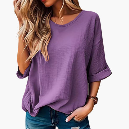Women's Short Sleeve Crew Neck T-Shirt Textured Oversized