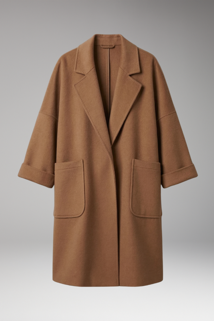 Women's Oversized Trench Coat Lapel Collar Front Pockets - VibreMode