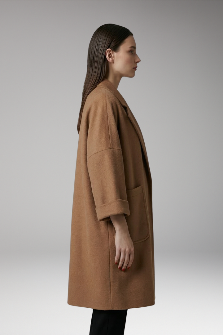 Women's Oversized Trench Coat Lapel Collar Front Pockets