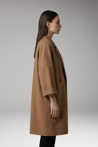 Women's Oversized Trench Coat Lapel Collar Front Pockets