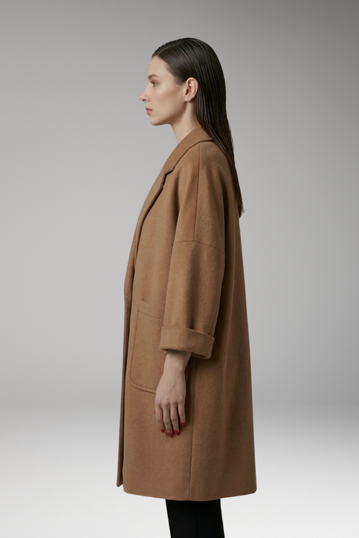 Women's Oversized Trench Coat Lapel Collar Front Pockets