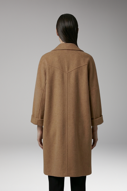 Women's Oversized Trench Coat Lapel Collar Front Pockets