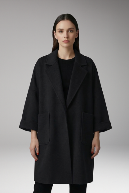 Women's Oversized Trench Coat Lapel Collar Front Pockets
