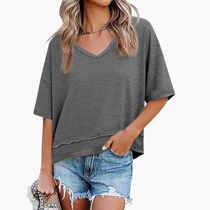 Women's Oversized V-Neck Short Sleeve Tee