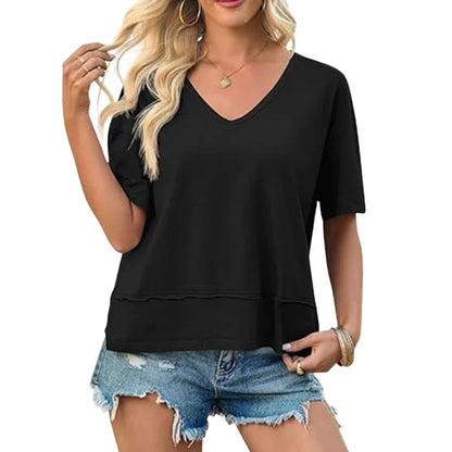 Women's Oversized V-Neck Short Sleeve Tee