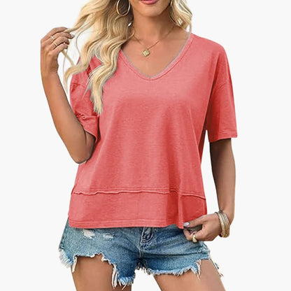 Women's Oversized V-Neck Short Sleeve Tee