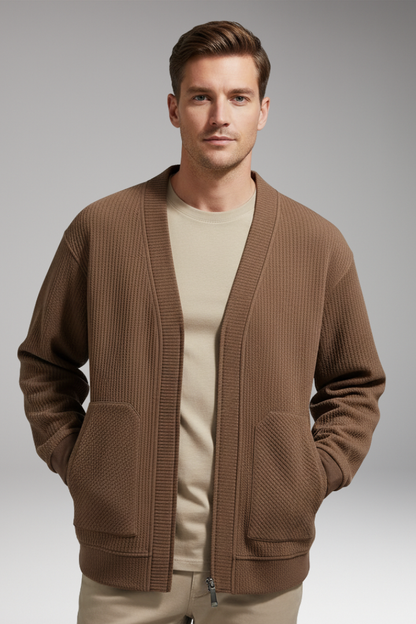 Men's Oversized Zip Cardigan Deep Pockets