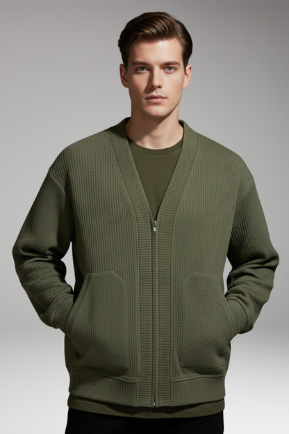 Men's Oversized Zip Cardigan Deep Pockets