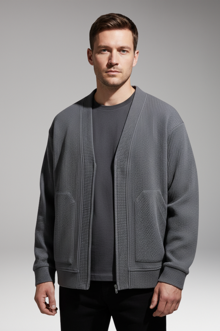 Men's Oversized Zip Cardigan Deep Pockets