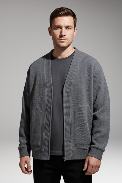 Men's Oversized Zip Cardigan Deep Pockets