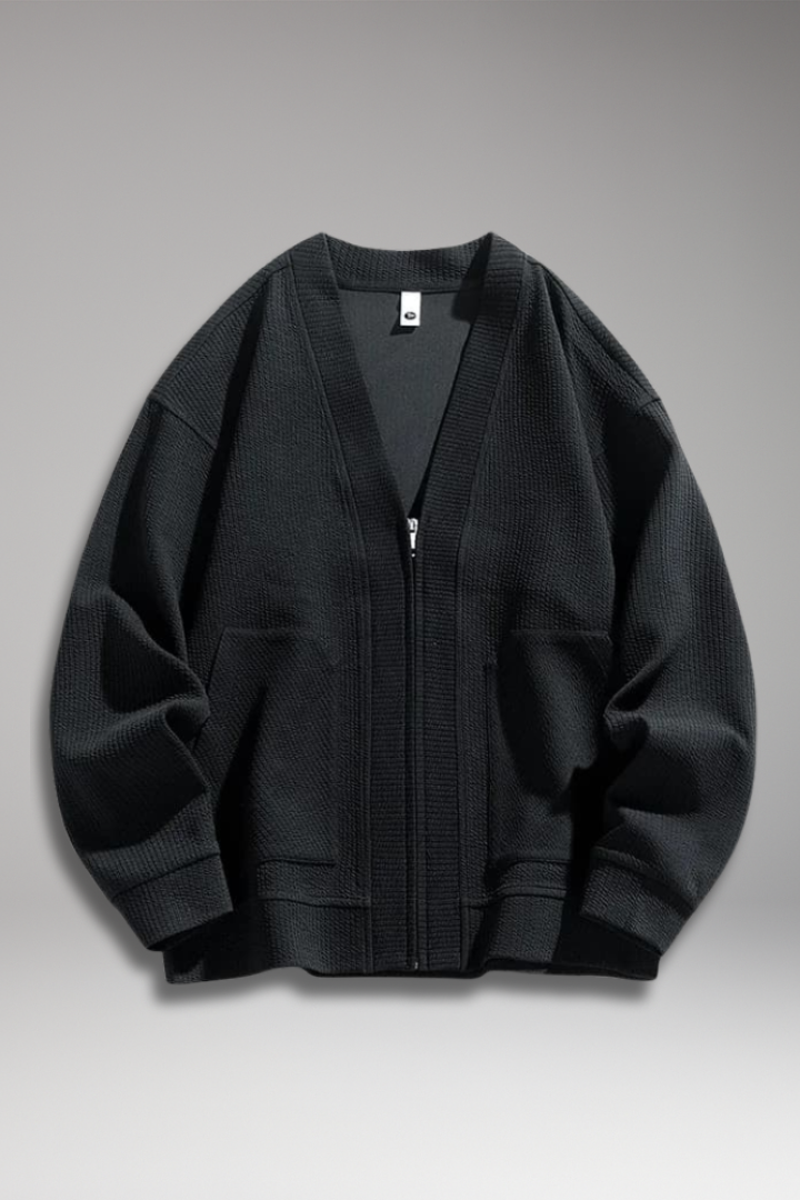 Men's Oversized Zip Cardigan Deep Pockets - VibreMode