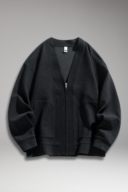 Men's Oversized Zip Cardigan Deep Pockets - VibreMode
