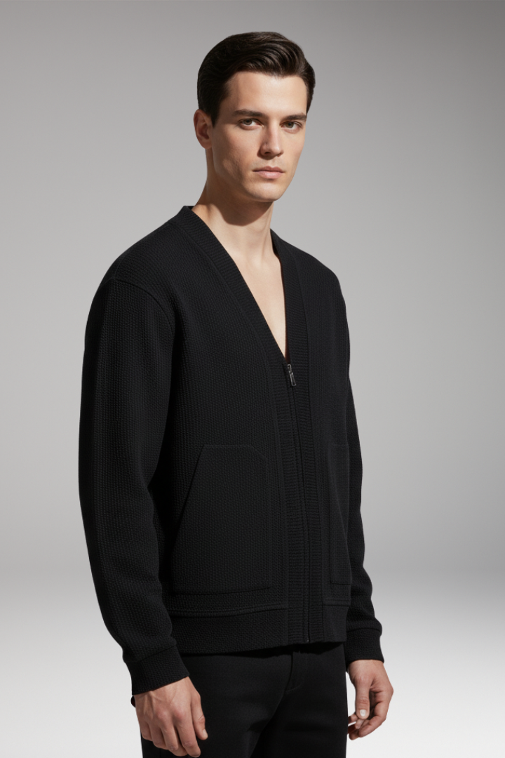 Men's Oversized Zip Cardigan Deep Pockets