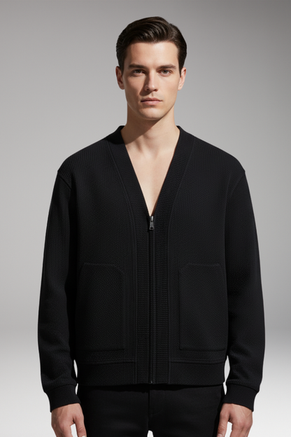Men's Oversized Zip Cardigan Deep Pockets