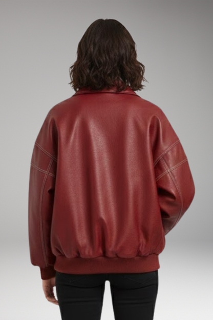 Women's Padded Bomber Jacket Zipper Ribbed