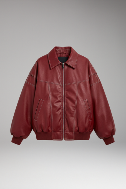 Women's Padded Bomber Jacket Zipper Ribbed - VibreMode