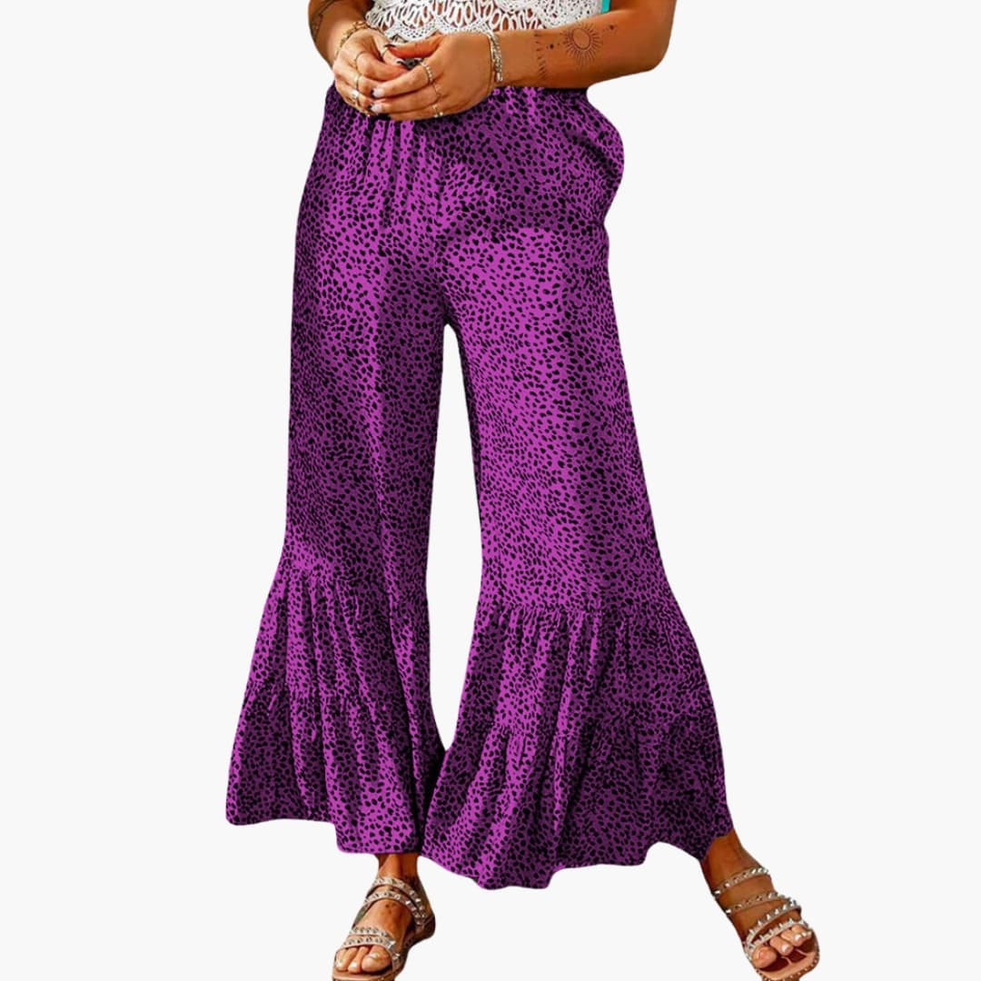 Women's High Waist Palazzo Pants Elastic Waist Tie Belt